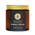 MIODOWA MYDLARNIA Świeca z wosku sojowego ŚLIWKA Z FREZJĄ, 120 ml